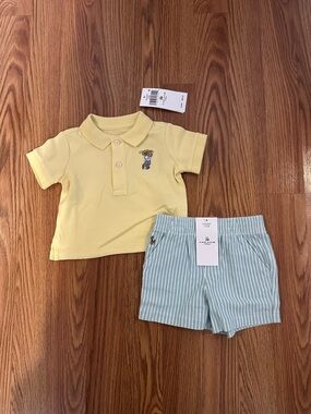 Polo Ralph Lauren Baby Boy Polo Bear Cotton Polo Shirt & Short Set, Size 3M